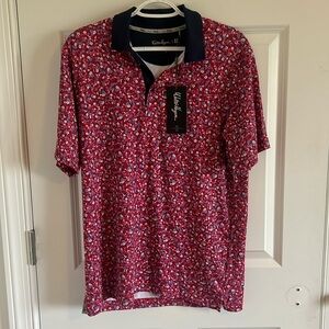Men's Walter Hagen Size Small USA Liberty  Ditzy Polo Red Multi-Color NWT